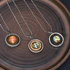 Collar con colgante giratorio con icono de Jesús, San Benito y la Virgen María, estilo retro