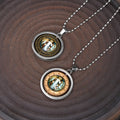 Collar con colgante giratorio con icono de Jesús, San Benito y la Virgen María, estilo retro