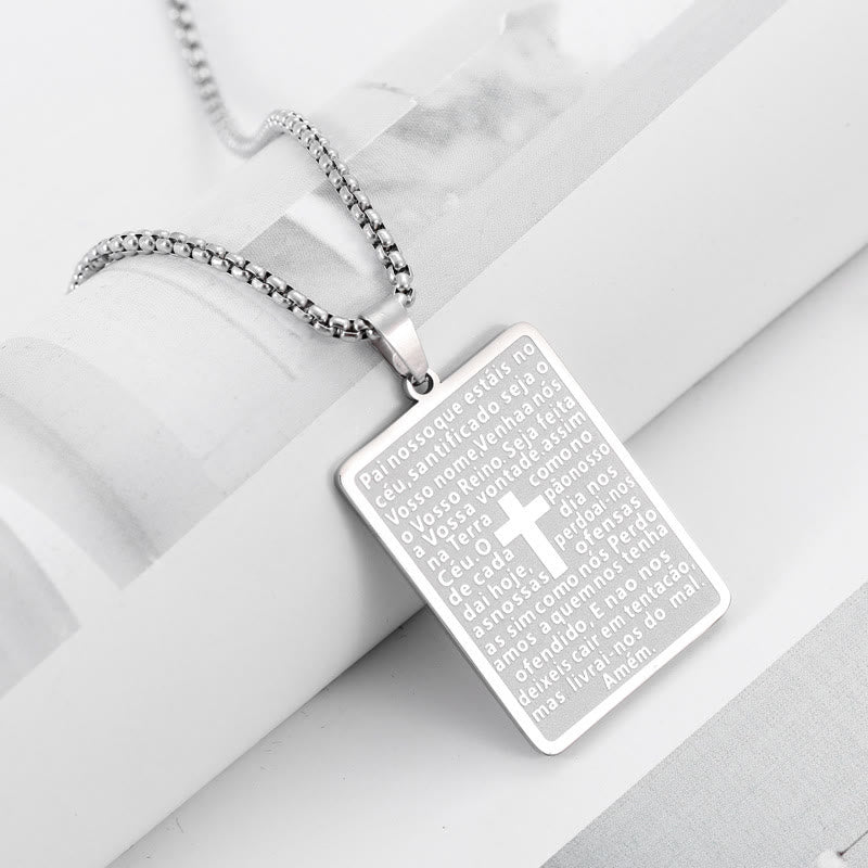 Collar con colgante de cruz del Padrenuestro, estilo clásico