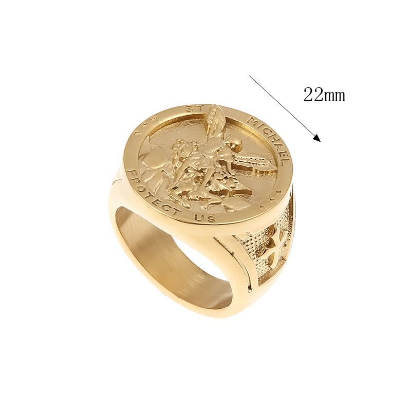 Anillo de fe divina "San Miguel Arcángel Protégenos" de estilo clásico