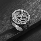 Anillo de fe divina "San Miguel Arcángel Protégenos" de estilo clásico