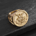 Anillo de fe divina "San Miguel Arcángel Protégenos" de estilo clásico
