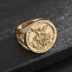 Anillo de fe divina "San Miguel Arcángel Protégenos" de estilo clásico