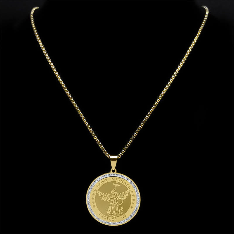 Collier pendentif de bénédiction sacrée Saint Michel Protège-nous, style classique