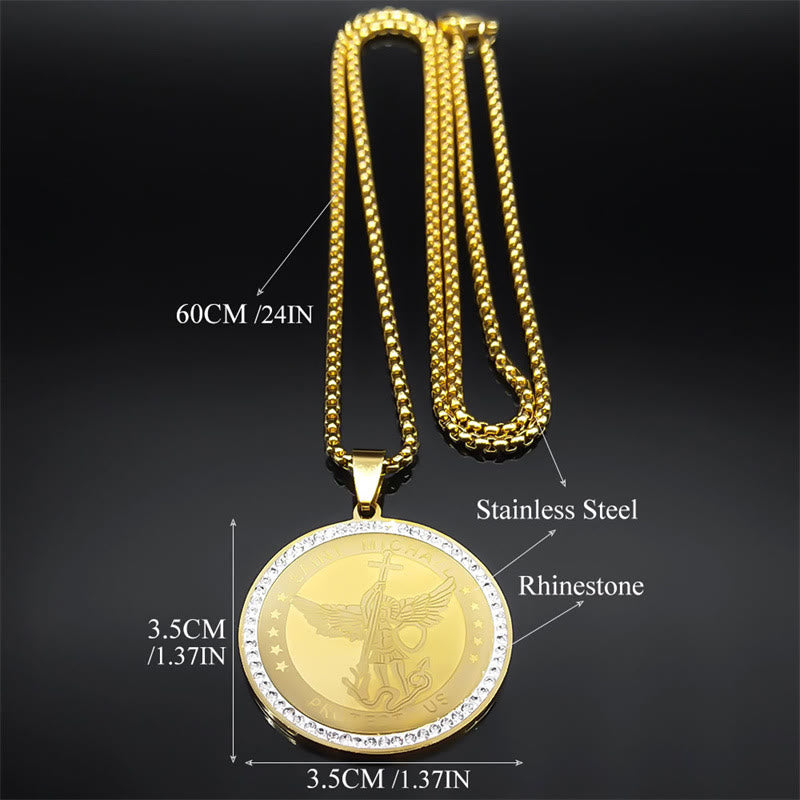 Collier pendentif de bénédiction sacrée Saint Michel Protège-nous, style classique