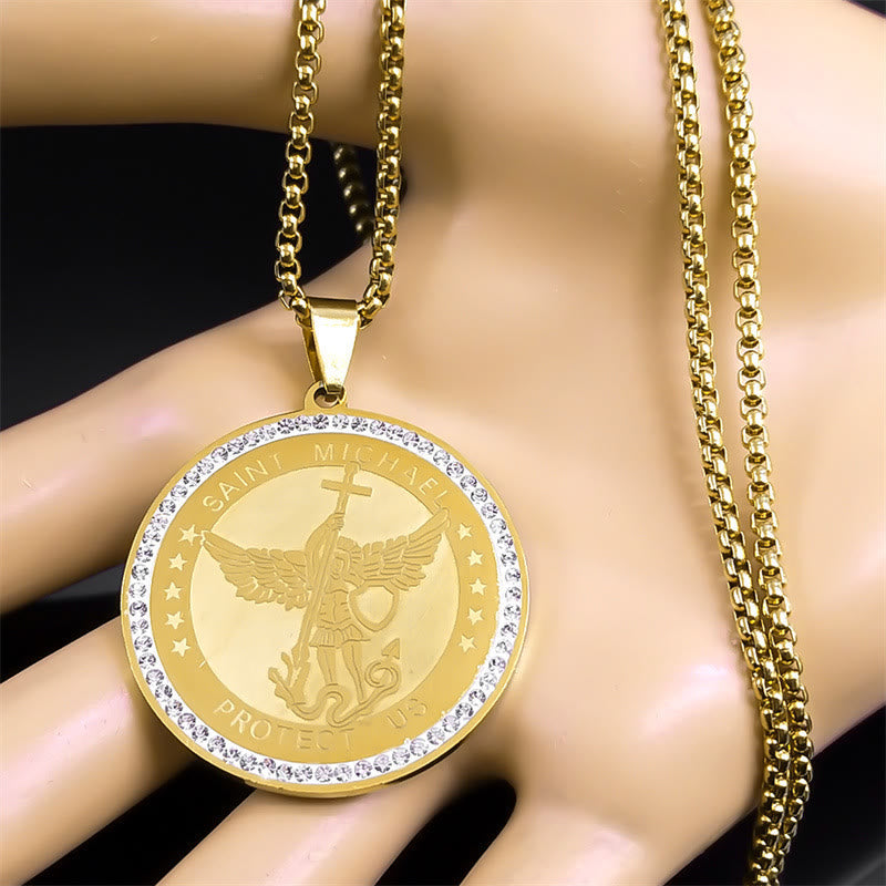 Collier pendentif de bénédiction sacrée Saint Michel Protège-nous, style classique