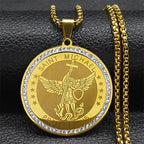 Collier pendentif de bénédiction sacrée Saint Michel Protège-nous, style classique