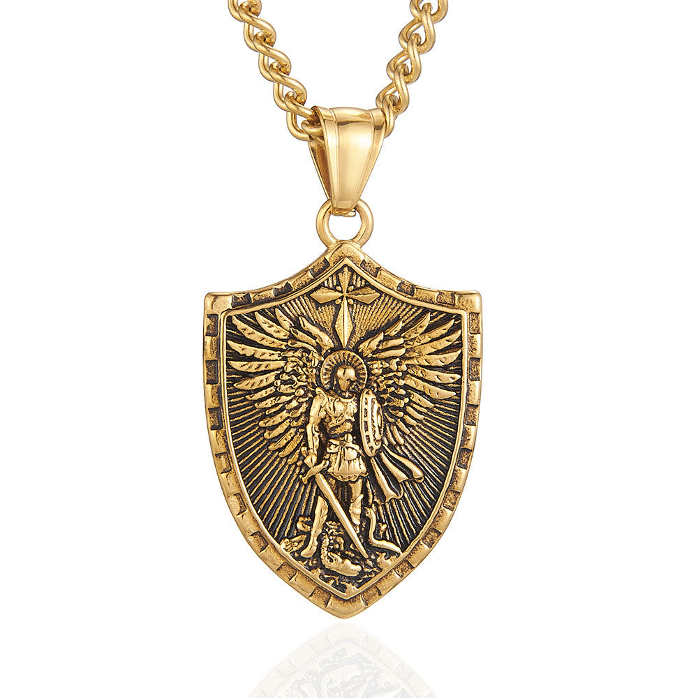 Collar con colgante de estilo moderno del Escudo de San Miguel Arcángel Guardián Divino