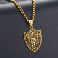 Collar con colgante de estilo moderno del Escudo de San Miguel Arcángel Guardián Divino