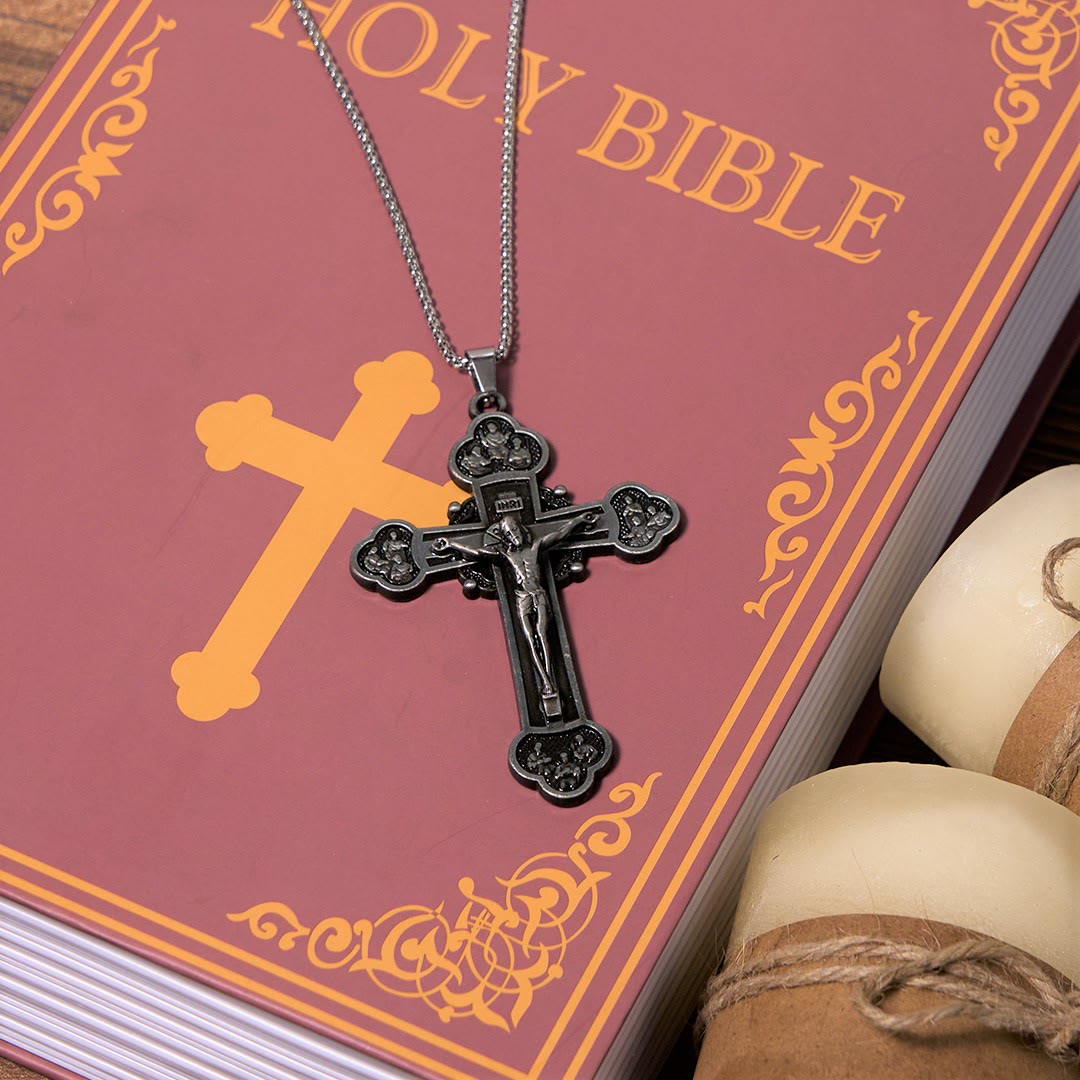 Collier avec Pendentif Crucifix en Alliage Artisanat Multicolore Style Classique