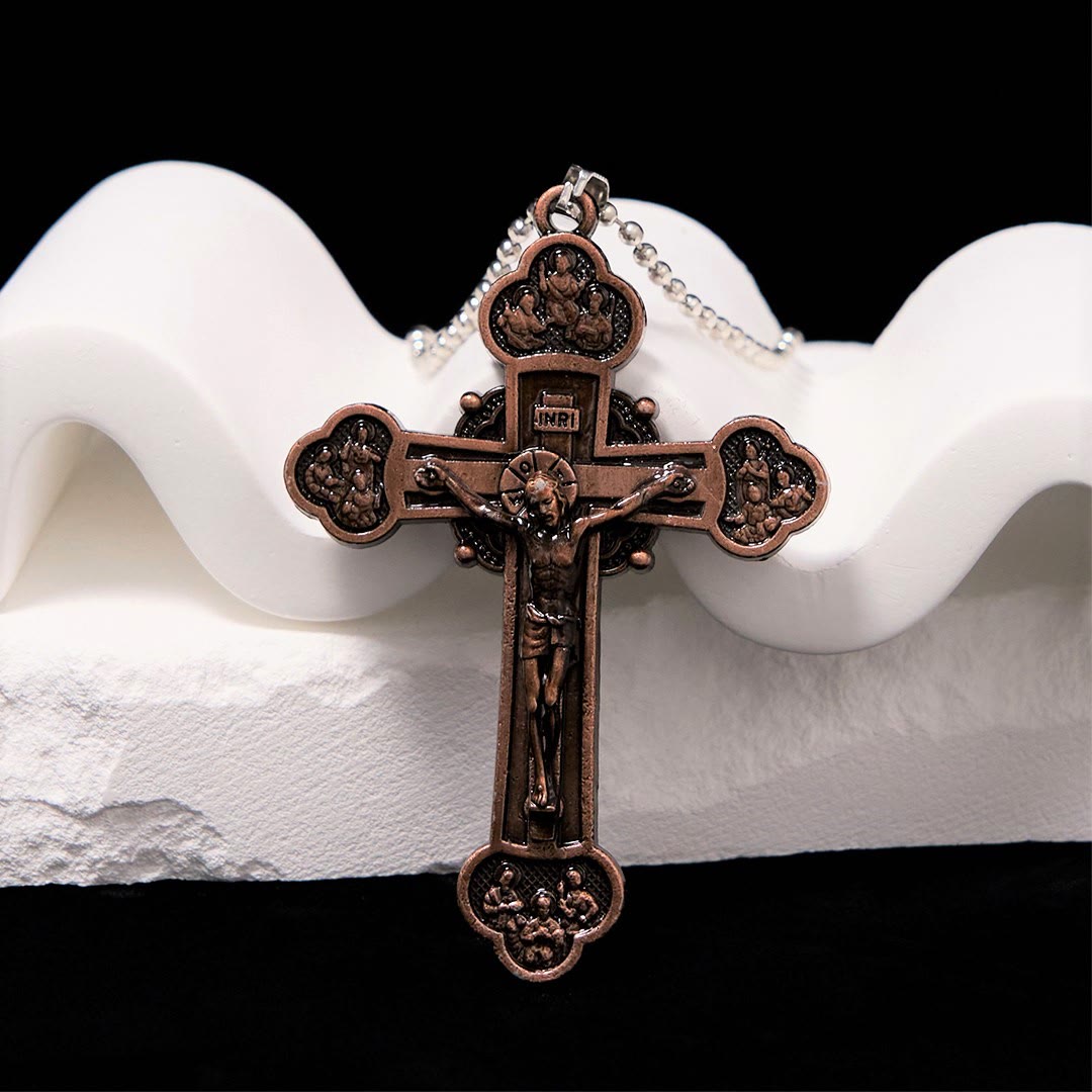 Collier avec Pendentif Crucifix en Alliage Artisanat Multicolore Style Classique