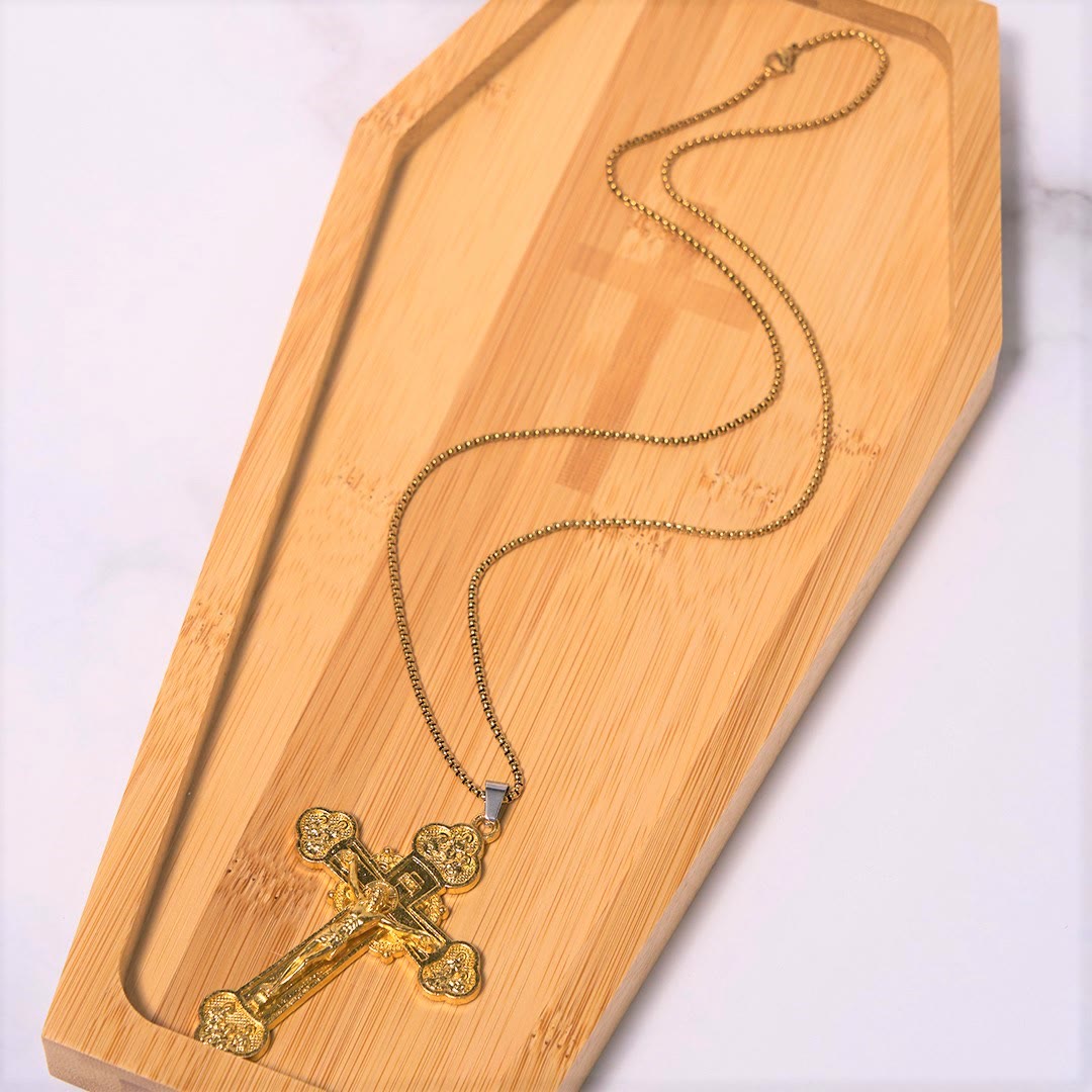 Collier avec Pendentif Crucifix en Alliage Artisanat Multicolore Style Classique