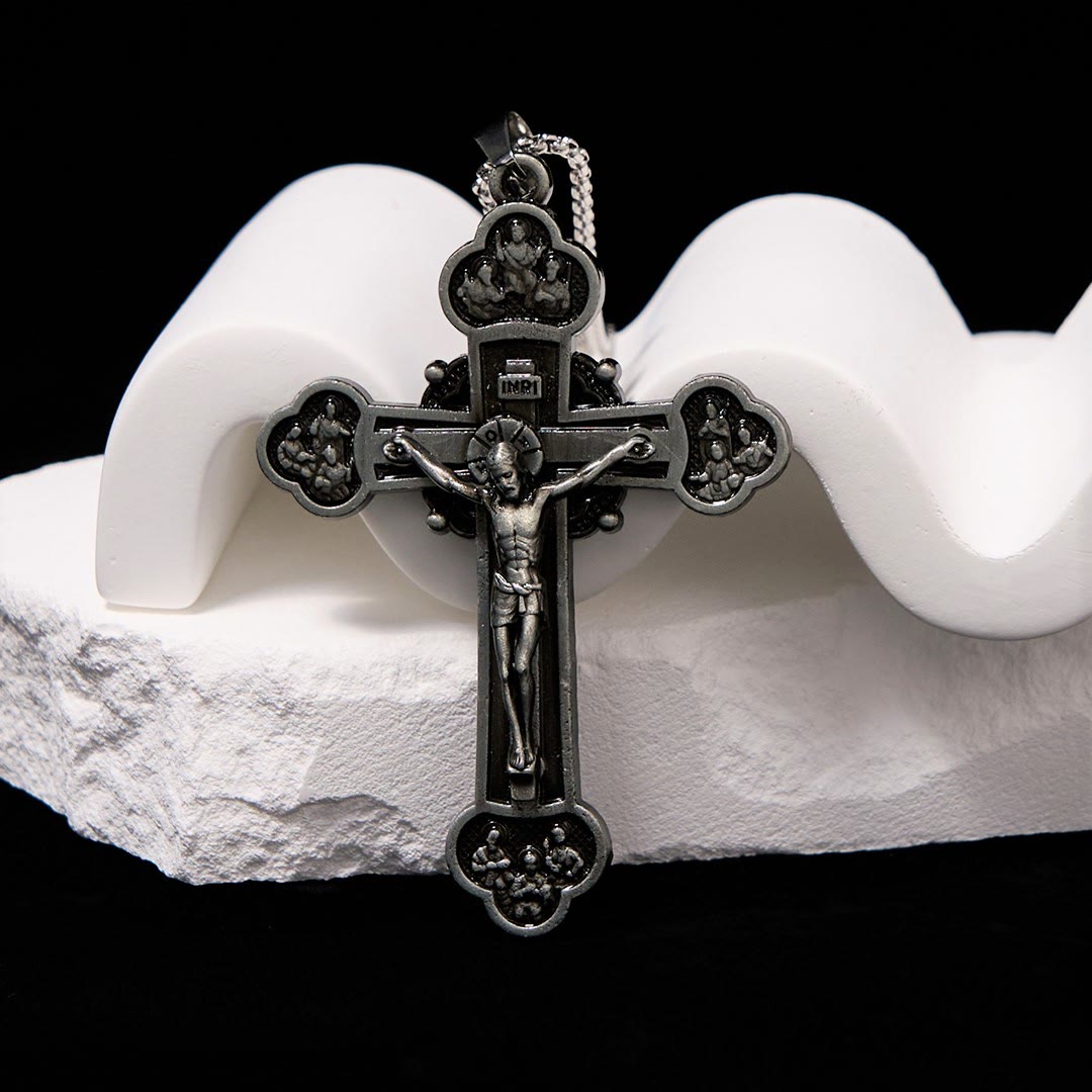 Collier avec Pendentif Crucifix en Alliage Artisanat Multicolore Style Classique