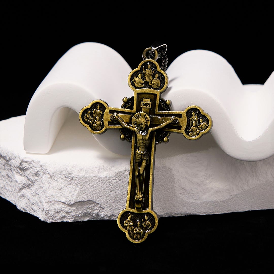 Collier avec Pendentif Crucifix en Alliage Artisanat Multicolore Style Classique
