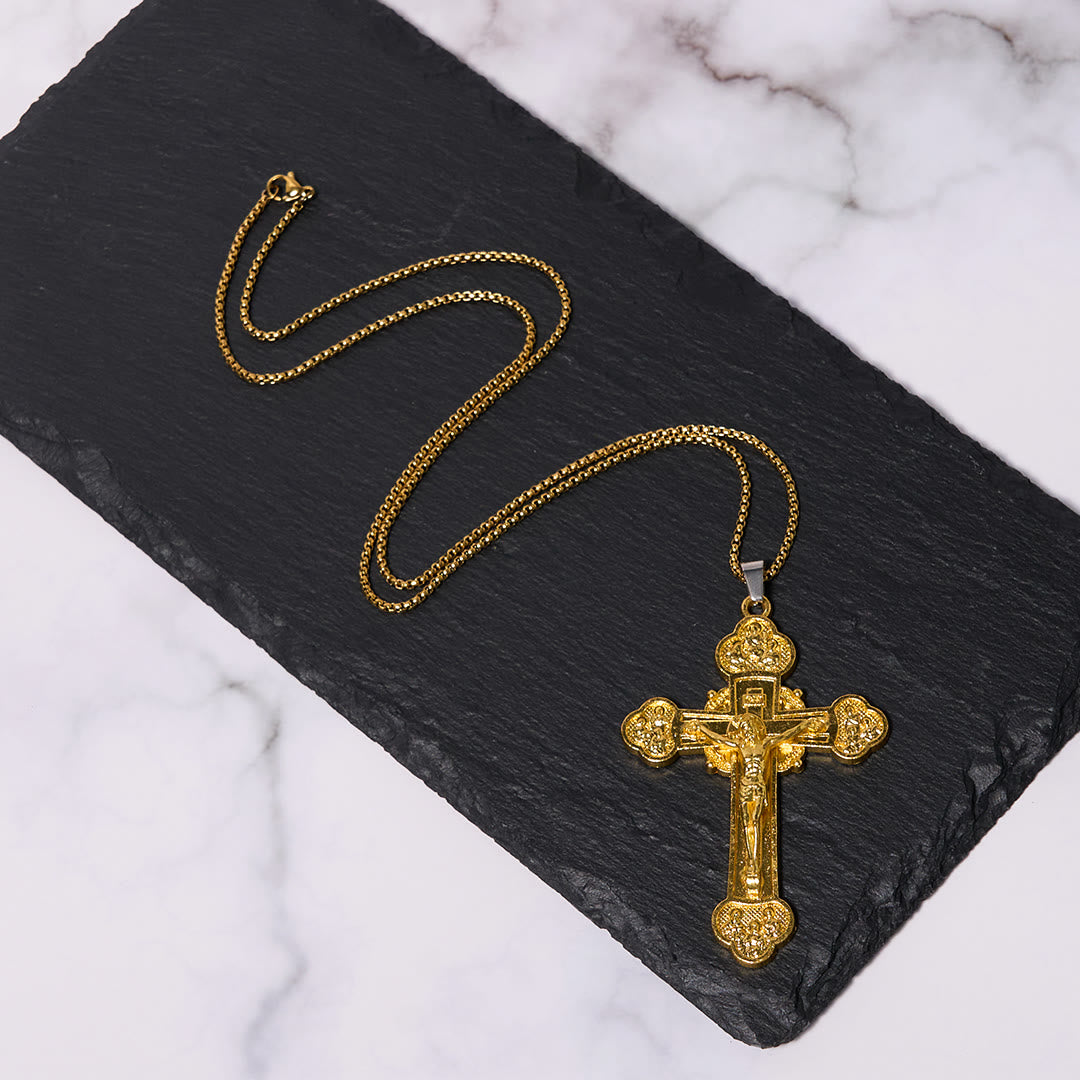 Collier avec Pendentif Crucifix en Alliage Artisanat Multicolore Style Classique