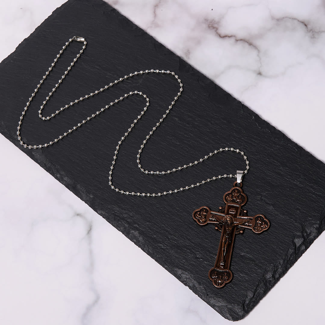 Collier avec Pendentif Crucifix en Alliage Artisanat Multicolore Style Classique
