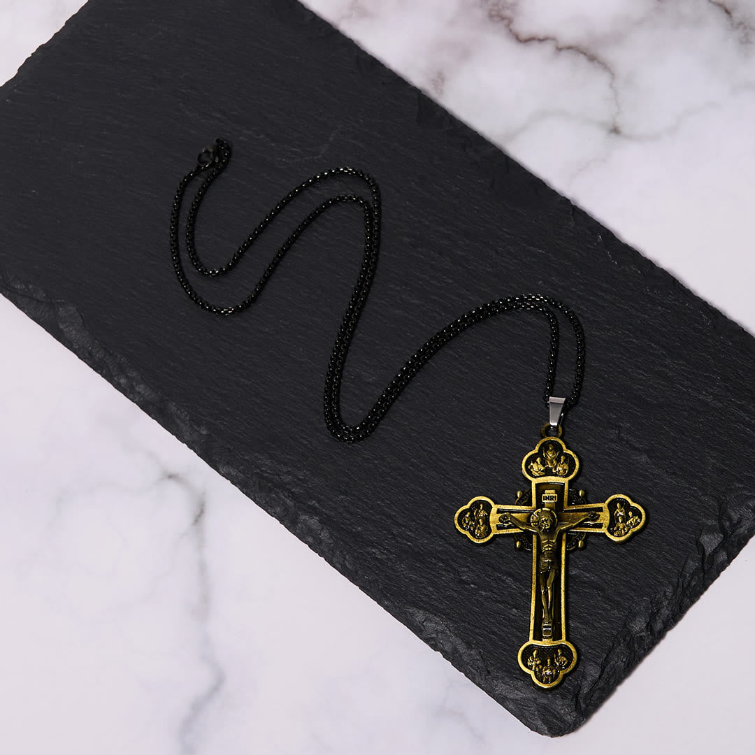 Collier avec Pendentif Crucifix en Alliage Artisanat Multicolore Style Classique