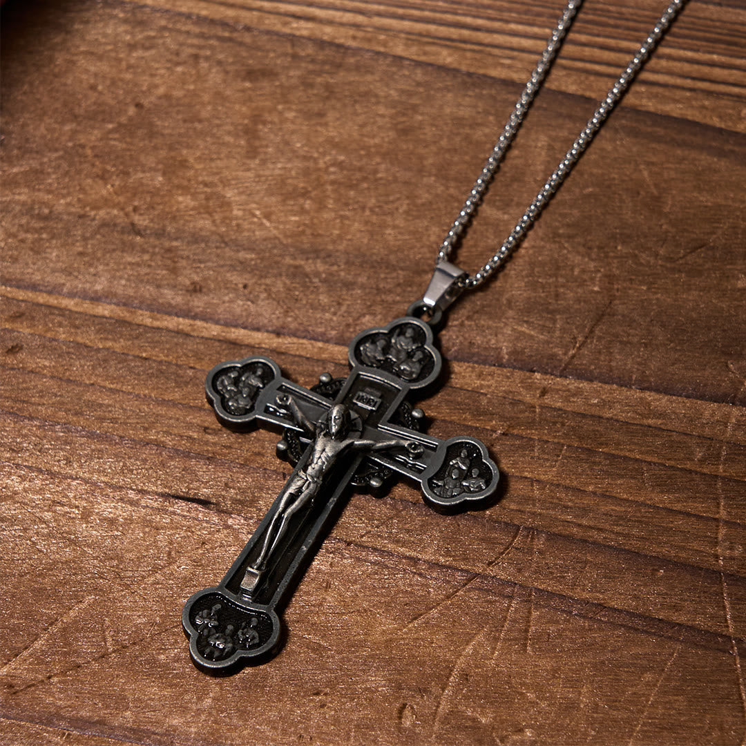 Collier avec Pendentif Crucifix en Alliage Artisanat Multicolore Style Classique