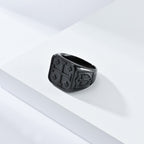 Anillo de fe divina tipo sello con escudo de cruz de Jerusalén estilo clásico