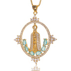 Collier moderne Notre-Dame de Fátima, bénédiction divine incrustée