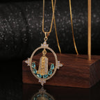 Collier moderne Notre-Dame de Fátima, bénédiction divine incrustée