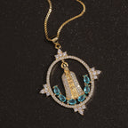 Collier moderne Notre-Dame de Fátima, bénédiction divine incrustée