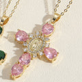 Collier pendentif zircon croix Notre-Dame de Guadalupe style moderne