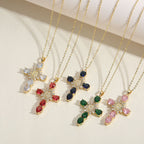 Collier pendentif zircon croix Notre-Dame de Guadalupe style moderne