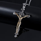Crucifix classique style INRI avec Jésus, collier de foi sacrée