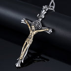 Crucifix classique style INRI avec Jésus, collier de foi sacrée