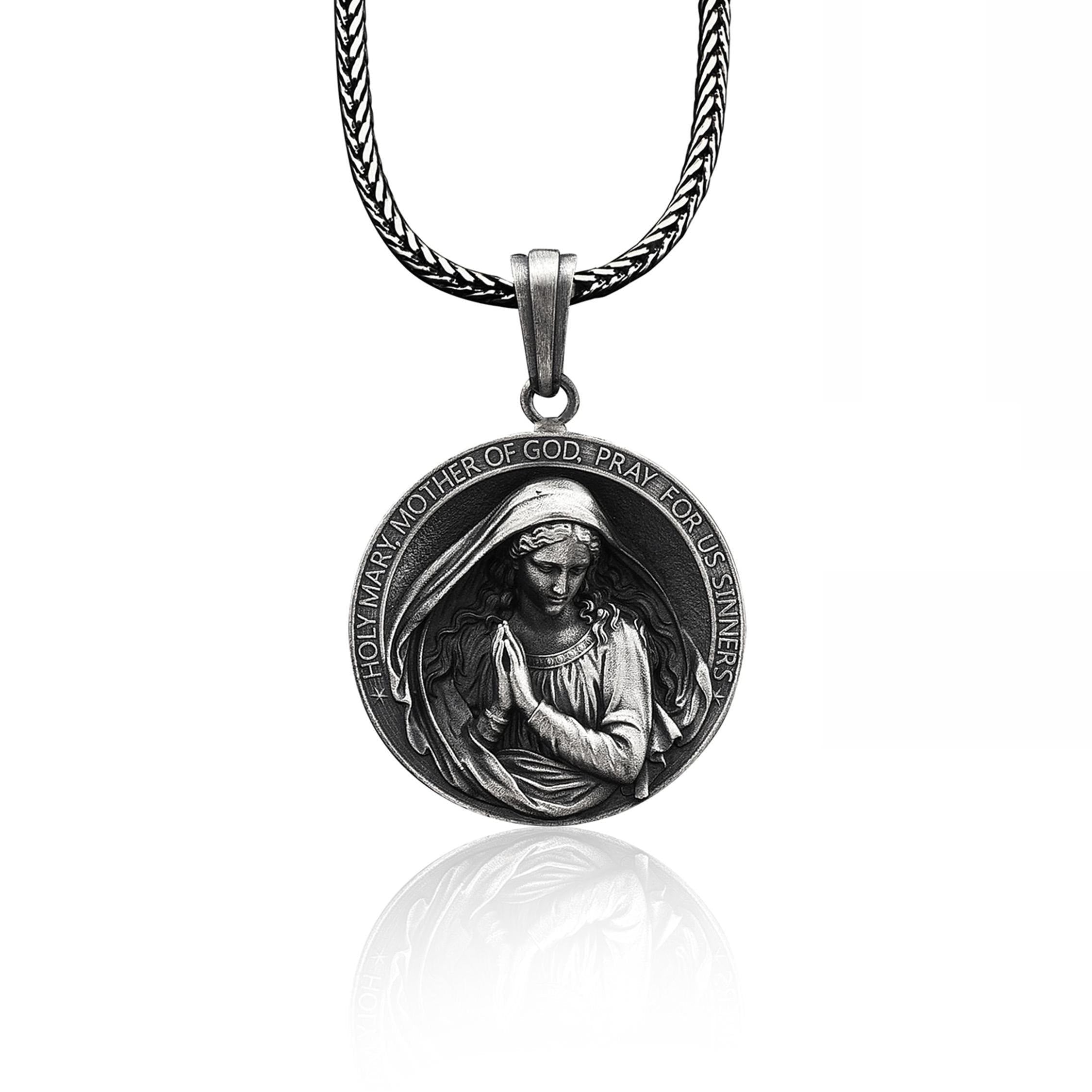 Collier style classique Sainte Marie Mère de Dieu priez pour nous pauvres pécheurs