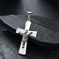 Collar de acero inoxidable con crucifijo de Jesús, cruz, fe sagrada, estilo moderno