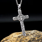 Collier pendentif en titane de la Foi de la Croix de St. Benoît Protege-nous