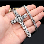 Collier pendentif en titane de la Foi de la Croix de St. Benoît Protege-nous