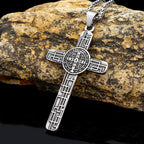Collier pendentif en titane de la Foi de la Croix de St. Benoît Protege-nous