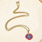 Collar con colgante de fe y protección con símbolo de San Benito estilo retro de 2 colores