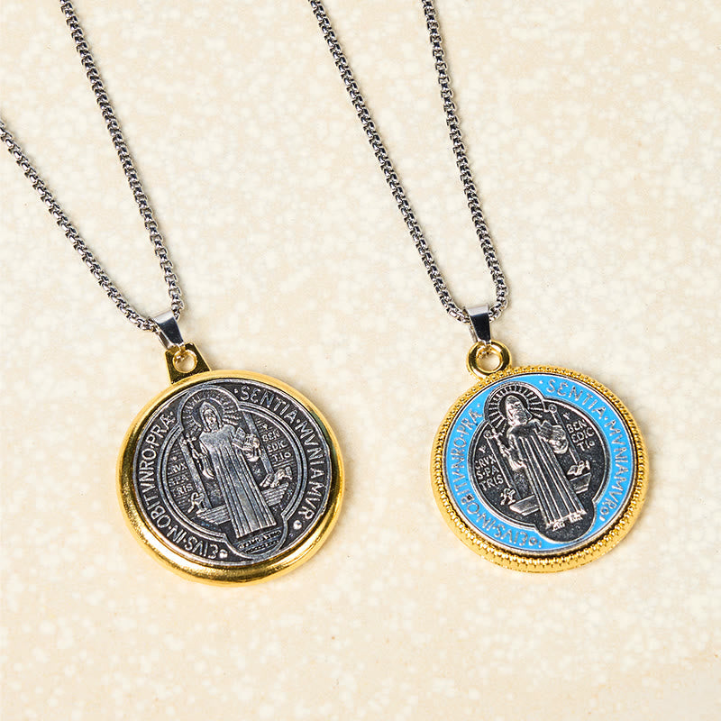 Collier pendentif exorcisme et foi, symbole de Saint Benoît, style rétro, 2 couleurs