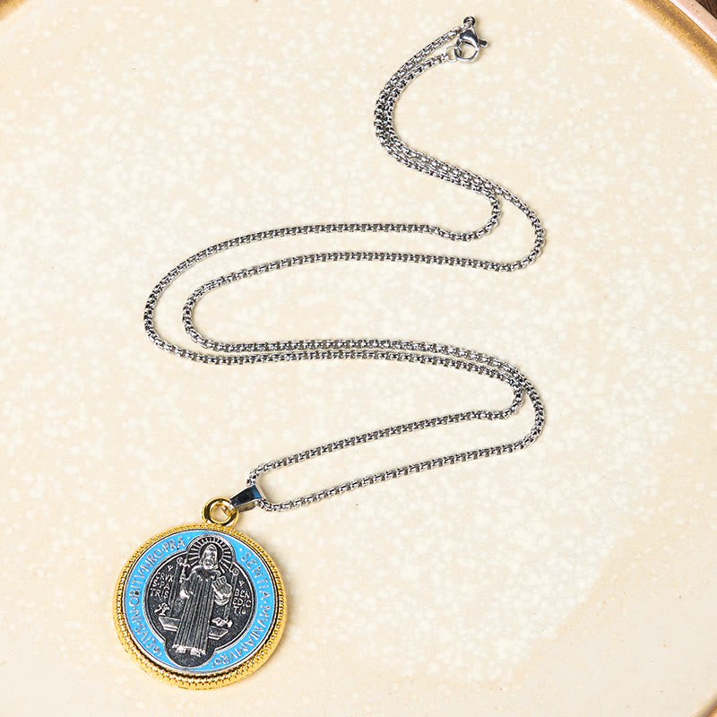 Collier pendentif exorcisme et foi, symbole de Saint Benoît, style rétro, 2 couleurs