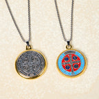 Collier pendentif exorcisme et foi, symbole de Saint Benoît, style rétro, 2 couleurs