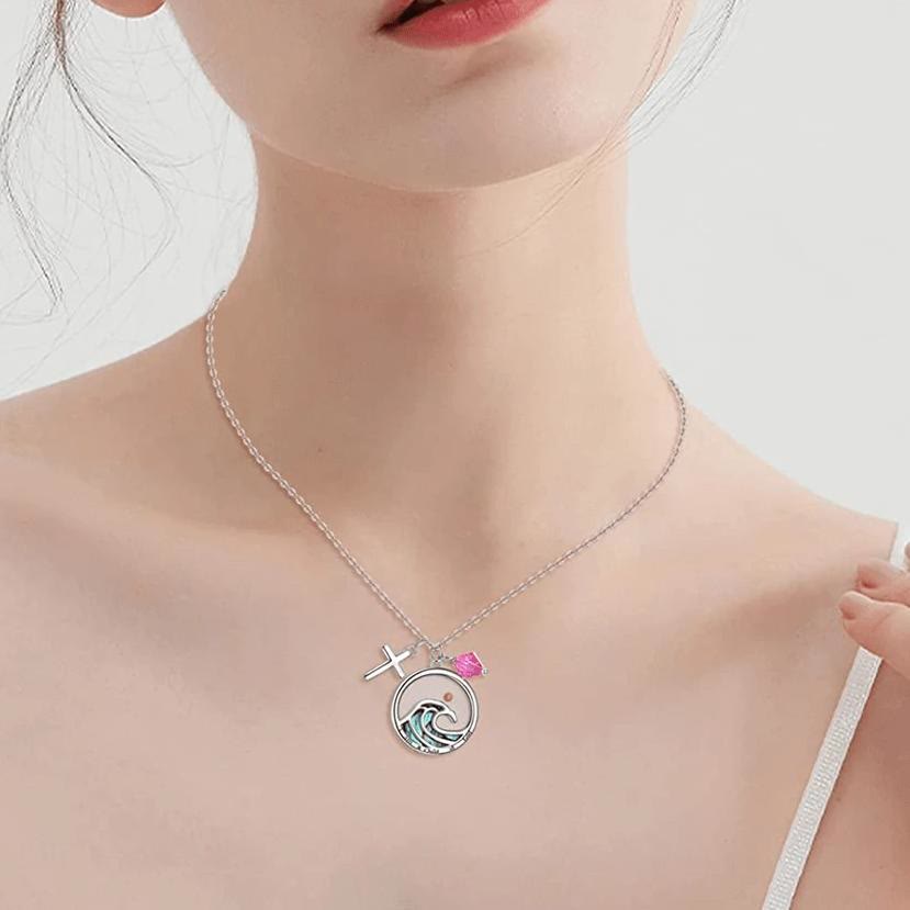 Collier pendentif Foi grain de moutarde en forme de vague de style classique
