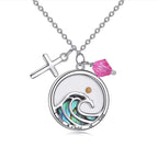 Collier pendentif Foi grain de moutarde en forme de vague de style classique