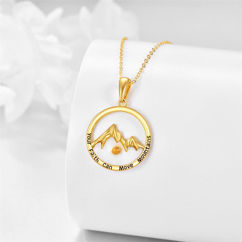 Collier pendentif Montagne de foi en graines de moutarde de style moderne