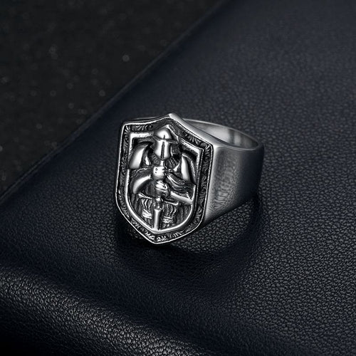Classic Style Crusades Shield Sacred Protection Ring