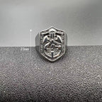 Anillo de protección sagrada con escudo de cruzadas de estilo clásico