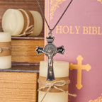 Collar con colgante de protección divina de crucifijo multicolor estilo clásico (6 colores)