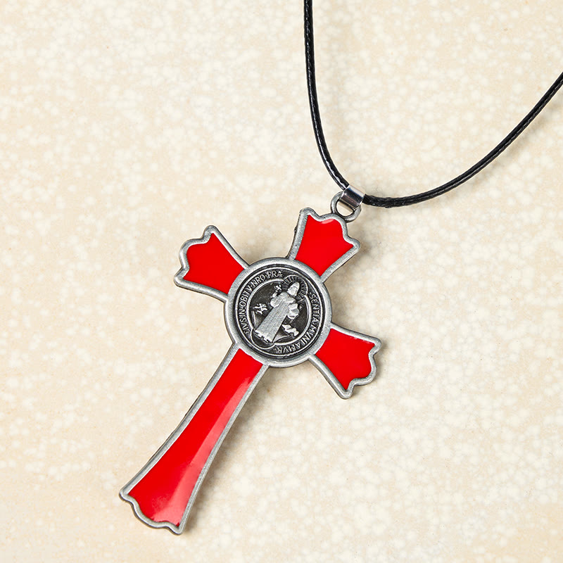 Collar con colgante de protección divina de crucifijo multicolor estilo clásico (6 colores)