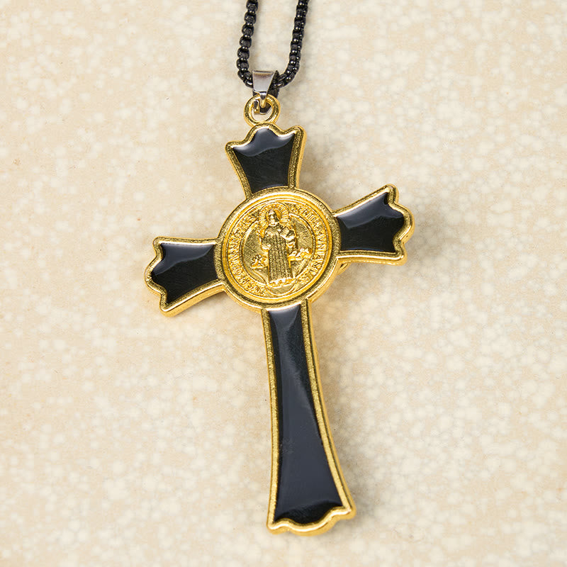 Collar con colgante de protección divina de crucifijo multicolor estilo clásico (6 colores)