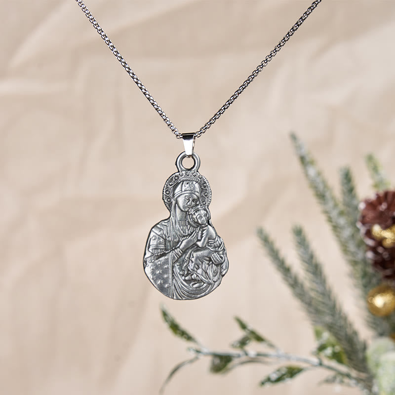 Collar Colgante Clásico con Símbolo de Fe de la Virgen y el Niño