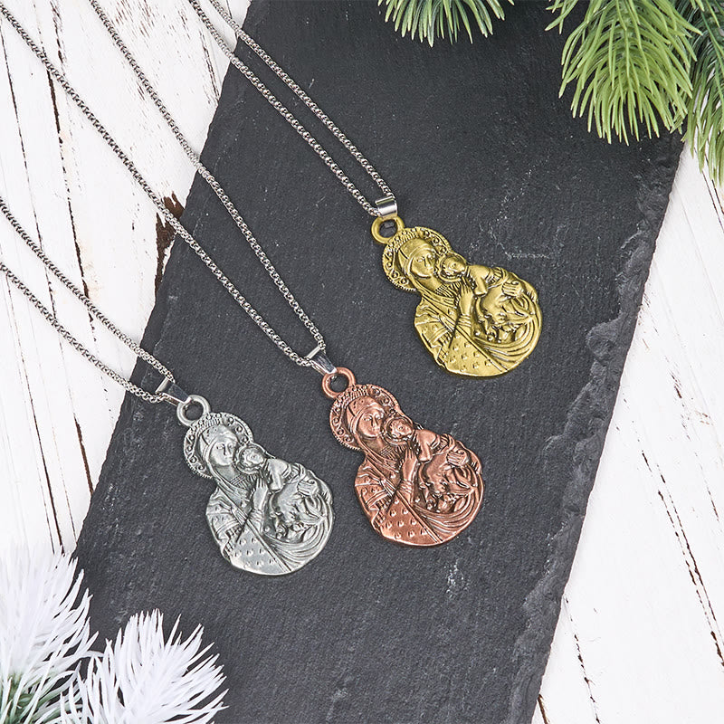 Collar Colgante Clásico con Símbolo de Fe de la Virgen y el Niño
