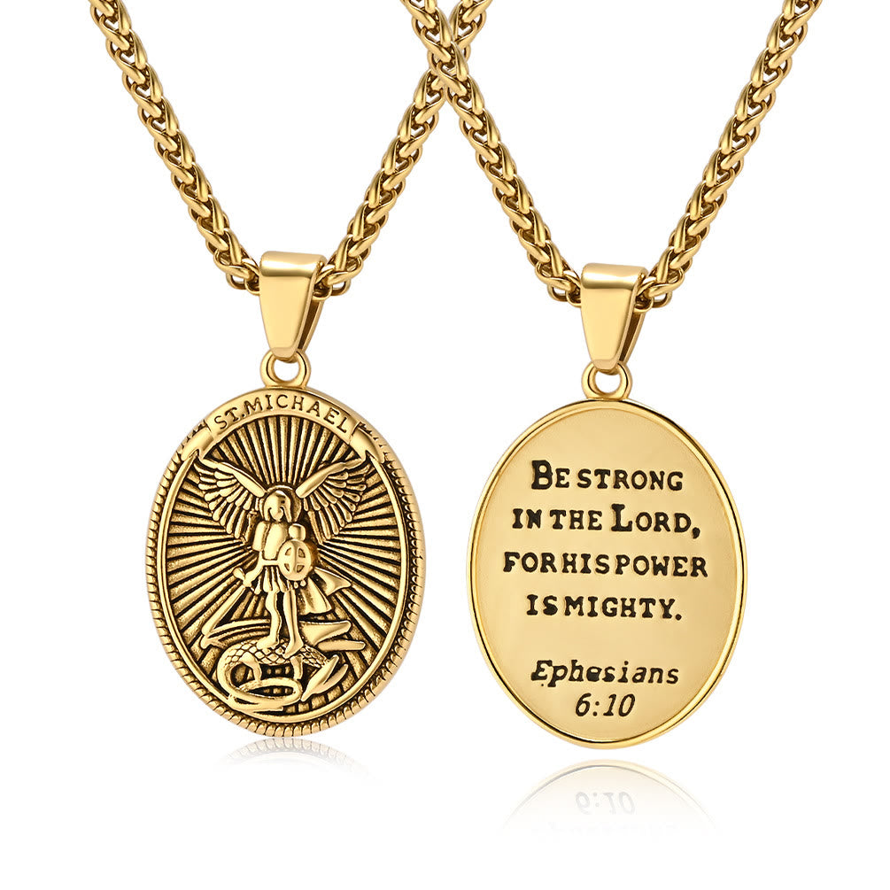 Collier avec pendentif classique Saint Michel Archange Éphésiens 6:10